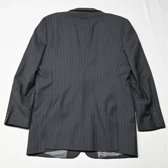 Bachrach 44L 36x32 Gray Stripe 100% Wool Mens Jacket Pants‎ Suit